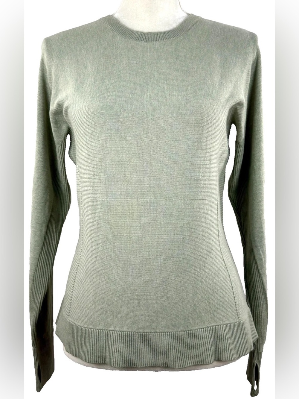 Lululemon Women Cashlu Knit Pullover Cashmere Blend Green Fern Quiet Luxury Sz 8
